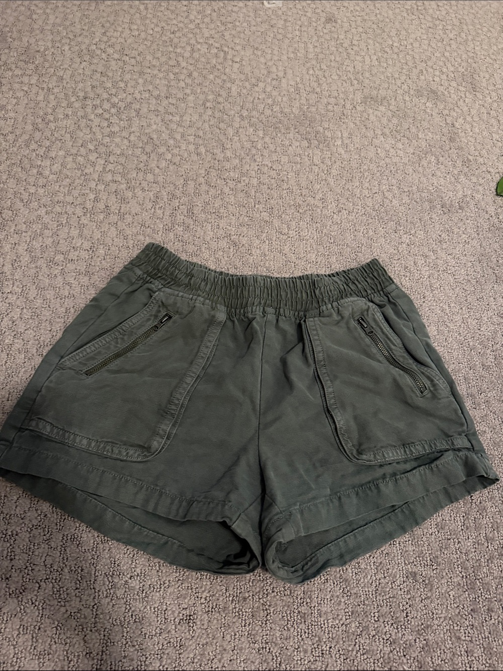 aerie Olive Green Elastic-Waist Cargo Shorts